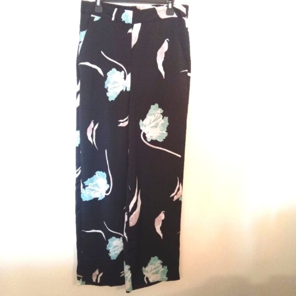 1. STATE Satin Floral Wide Leg Pant with Pockets